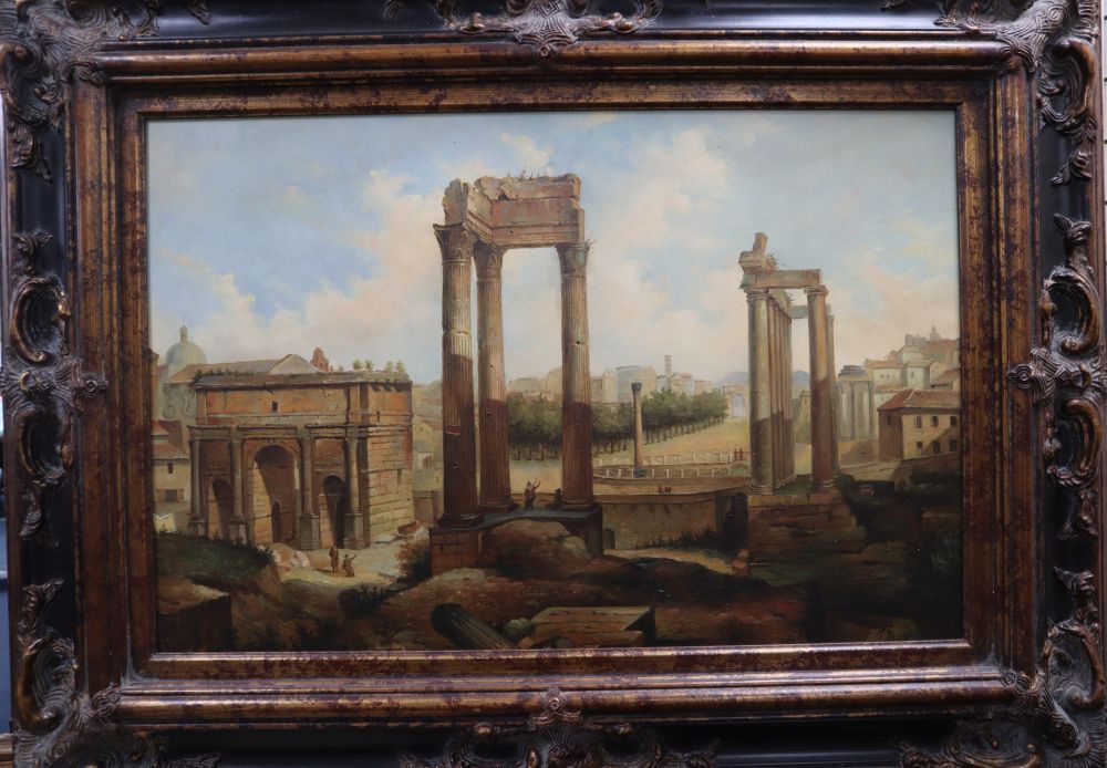 A modern oil on canvas, 19th century view of Rome, 50 x 74cm